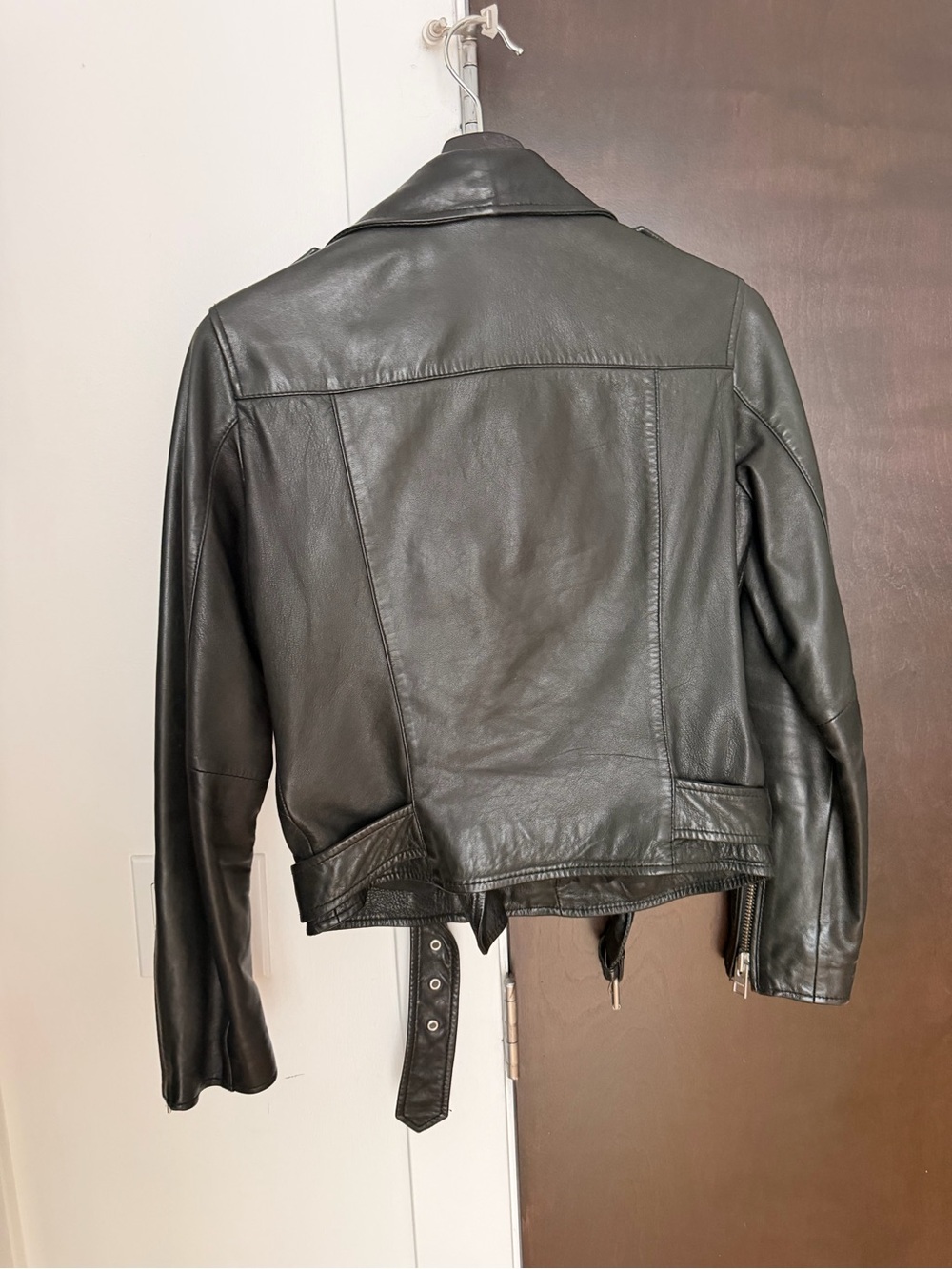 All Saints Balfern Leather Moto Jacket Biker Women’s Size 4 Medium Black - Picture 3 of 3